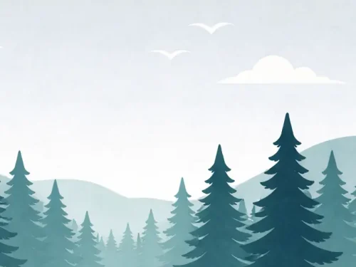 13_09 Forest landscape with trees and mountains representing grounding and stability